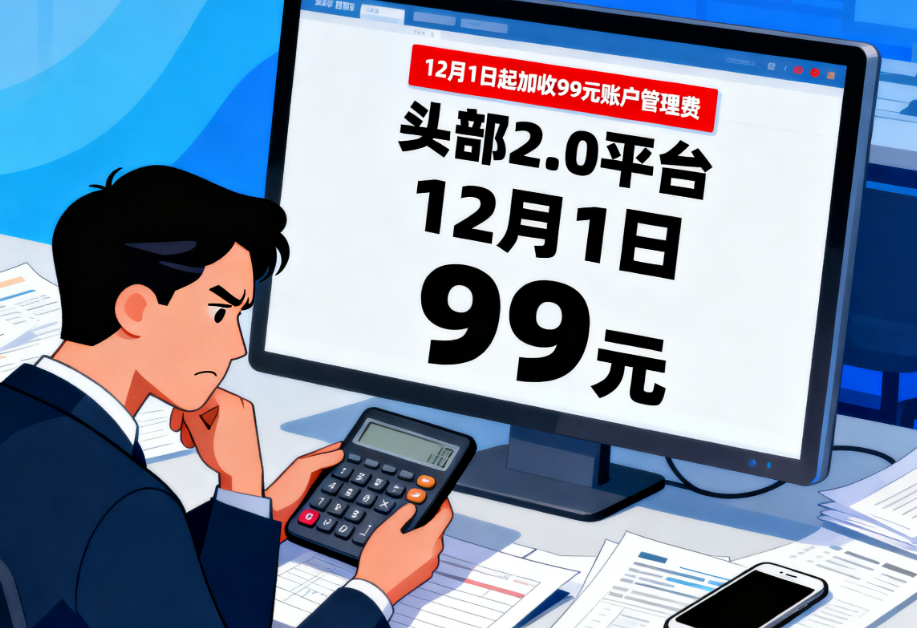 头部2.0平台12月1日起加收99元账户管理费，代理商如何应对？