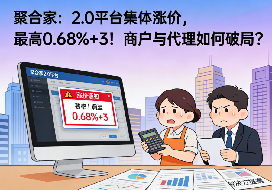 聚合家：2.0平台集体涨价，最高0.68%+3！商户与代理如何破局？