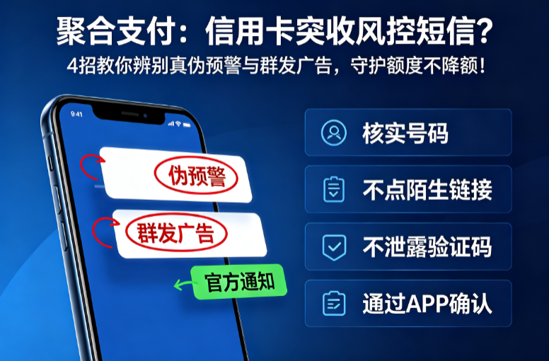 聚合支付：信用卡突收风控短信？别慌！4招教你辨别真伪预警与群发广告，守护额度不降额！